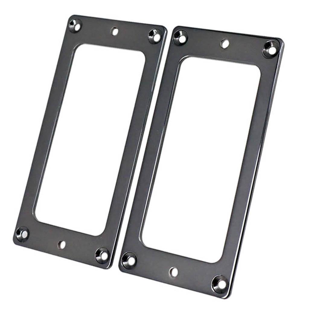 Metal Flat Base Pickup Humbucker Mounting Rings for Electric Guitar Black