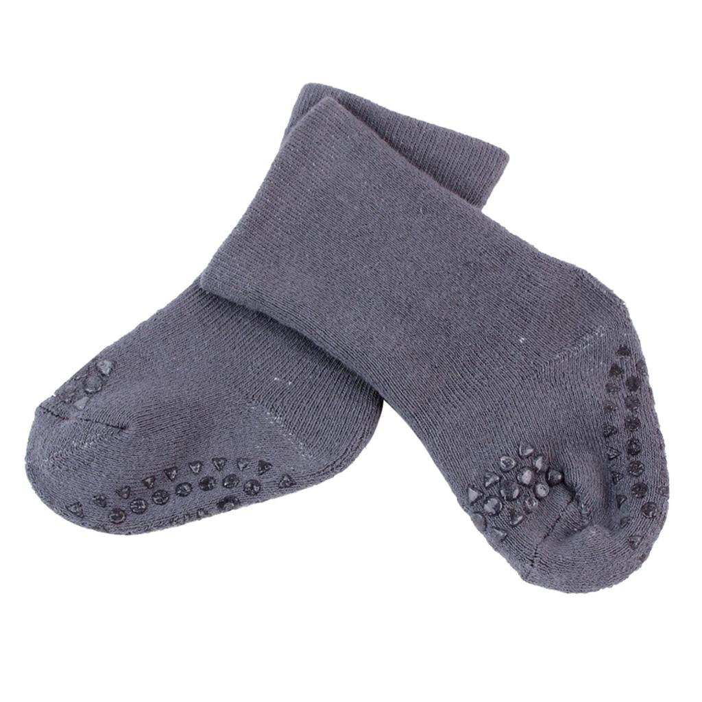 Soft Cotton Baby Floor Socks Soft Newborn Baby Toddler Socks Dark Grey