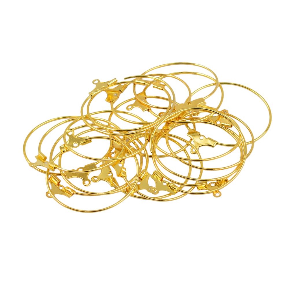 20Pcs Round Beading Hoop Earring Hook Connectors DIY Findings Gold