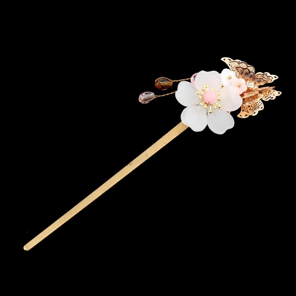 Rétro Floral Fleur Perle Cheveux Bâton en épingle à cheveux chinoise antique Japonais Chignon 