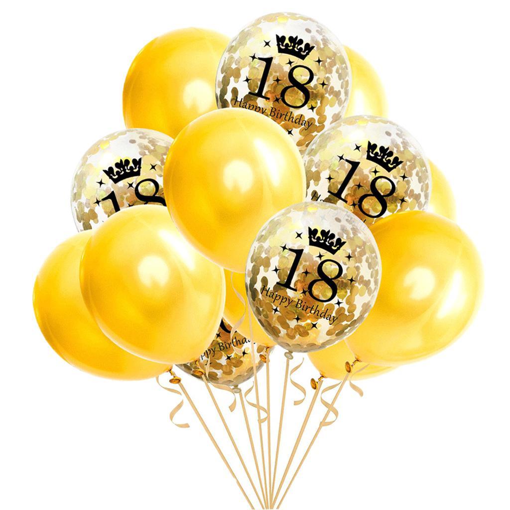 D'or Joyeux Anniversaire Digital Balloons Confetti Latex Ballons 
