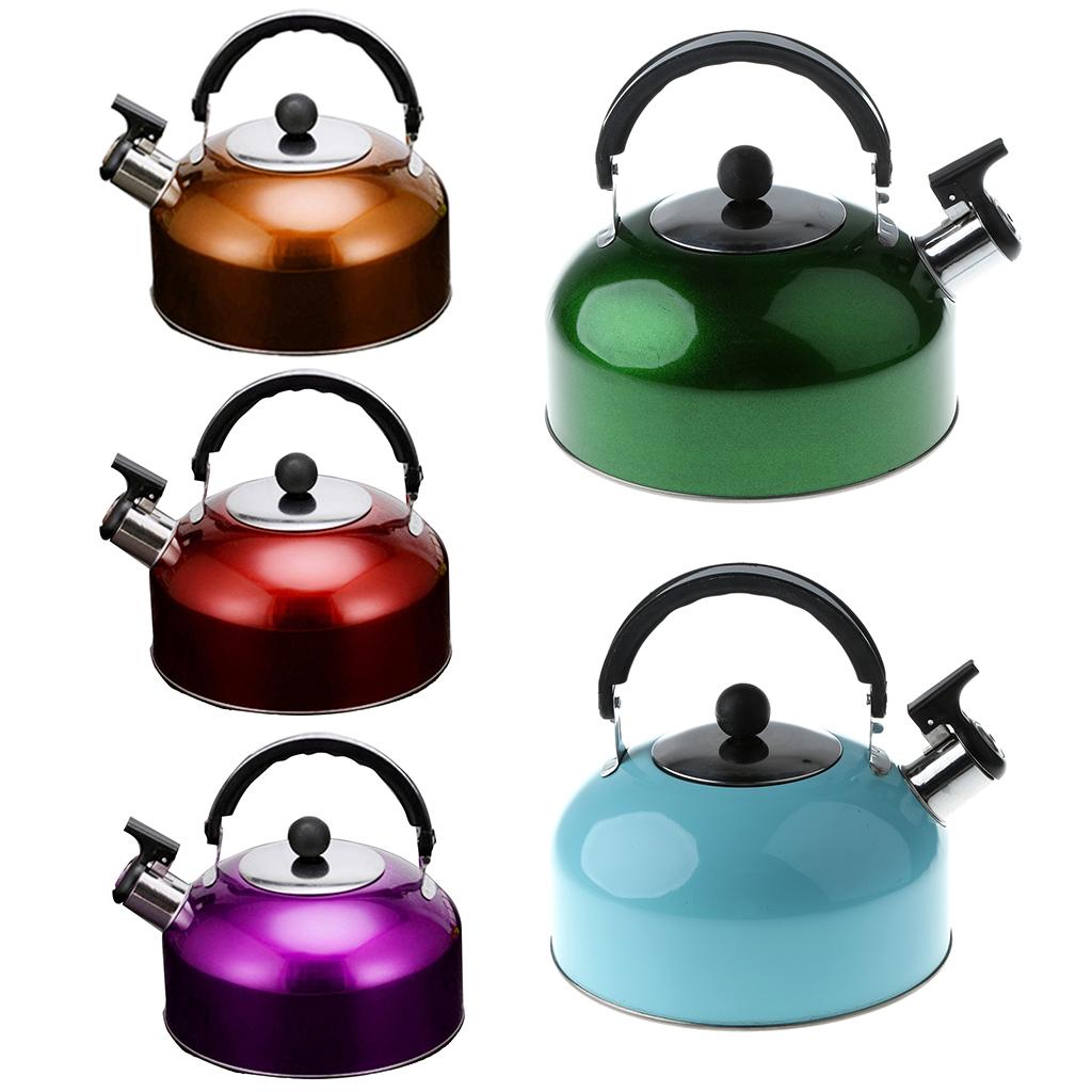 Whistling Kettle Stainless Steel Camping Kitchen Tea Coffee Water Pot purple