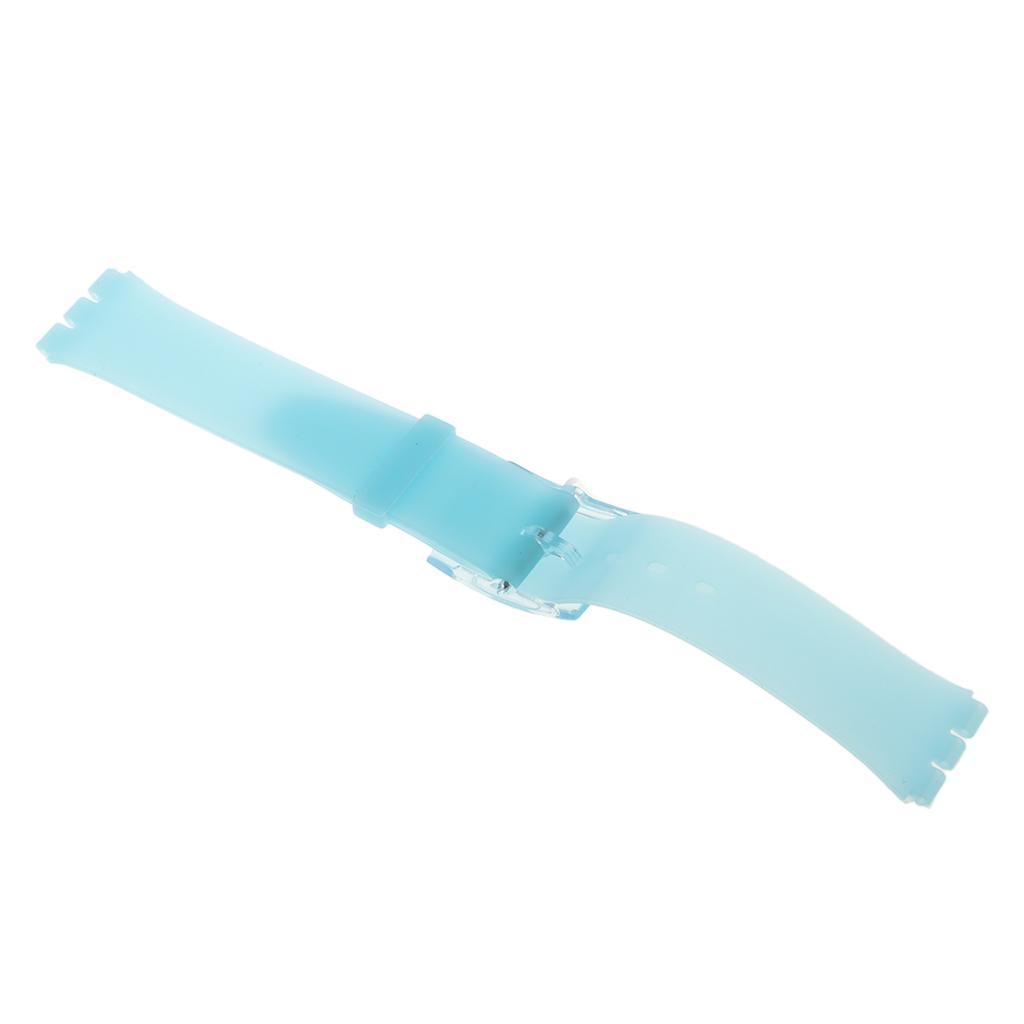 16mm Silicone Waterproof Watchband Strap Deployment Clasp Transparent Blue