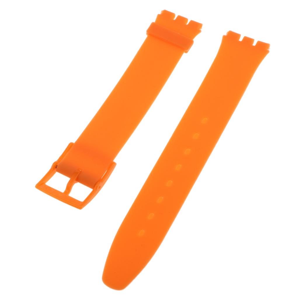 16mm Silicone Waterproof Watchband Strap Deployment Clasp Orange