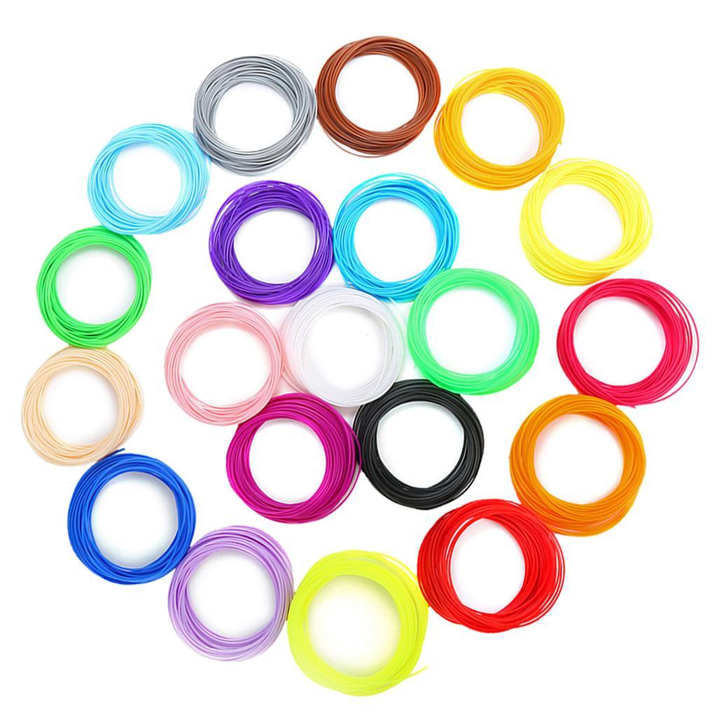 1 Set 3D Printer Filament ABS 1.75mm For 3D Printer /& 3D Pen 20Colors Spool