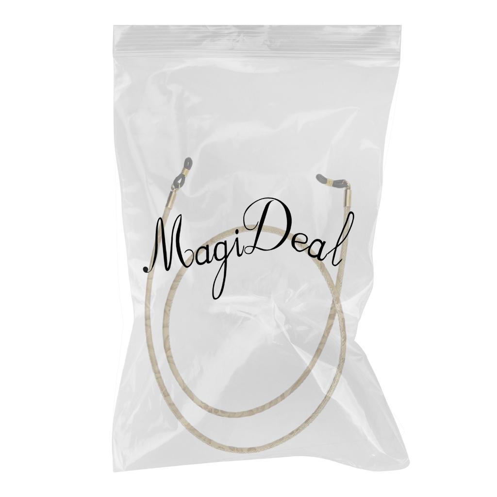 Eyeglasses Chain Sunglasses Rope Anti-slip PU Leather String Holder Yellow