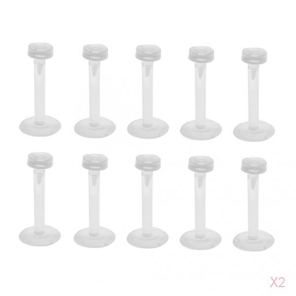 10Pcs Transparent White Nose Stud Barbell Lip Tongue Navel Piercing Jewelry