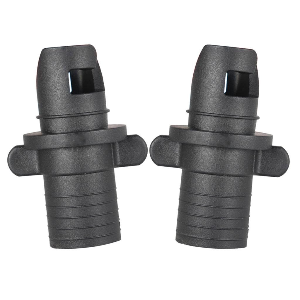 2x Plastic Air Pump Hose Inflatable Boat Kayak Canoe Valve Adapter Black