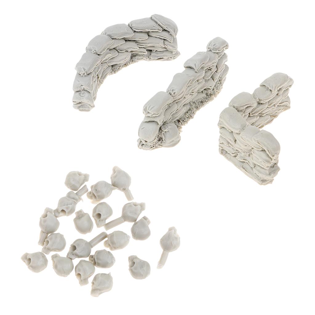Resin Soldier Skull Skeleton Miniature & 1/35 War Defence Sandbag Wall Model