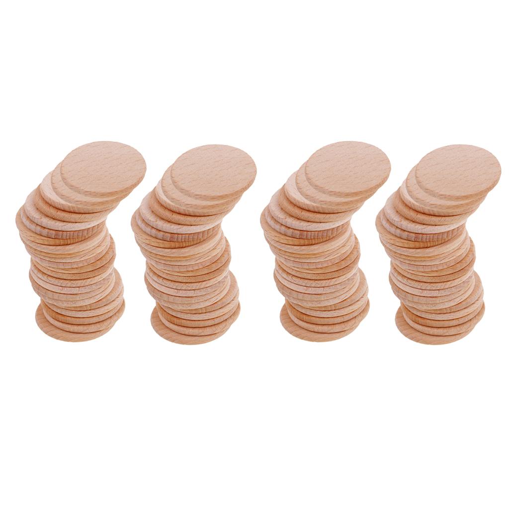 100pcs Blank Round Unfinished Wood Embellishments for Art DIY Crafts 36mm
