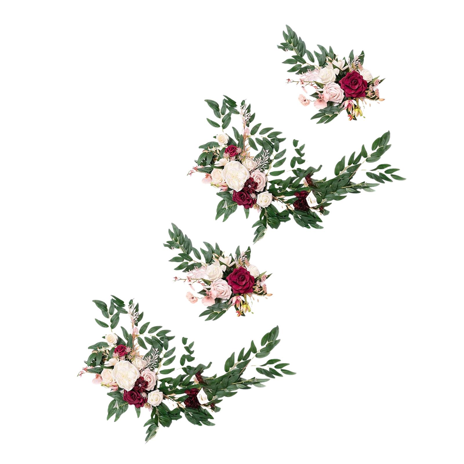 Flower Swag Green Leaves Hanging for Party  2 Red Pink