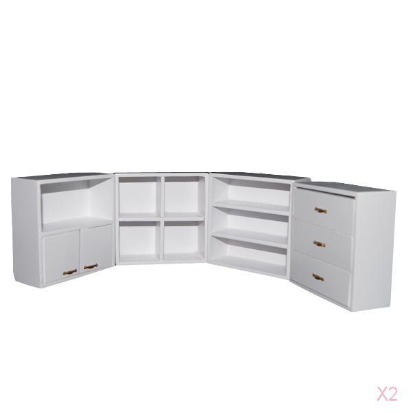 1/12 Dollhouse Miniature Furniture Living Room Wooden Shelf Cabinet - White