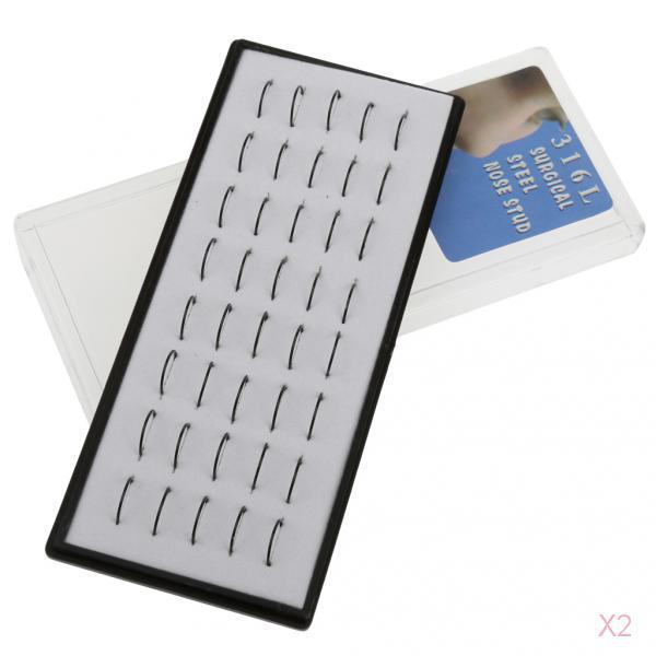 40pcs Stainless Steel Nose Studs Hoops Body Piercing Rings Black 