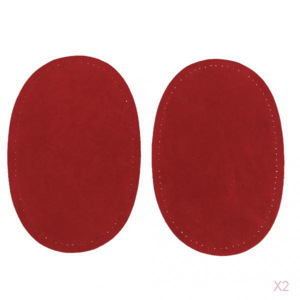 Pair of Oval Sew on Elbow Knee Patches Red