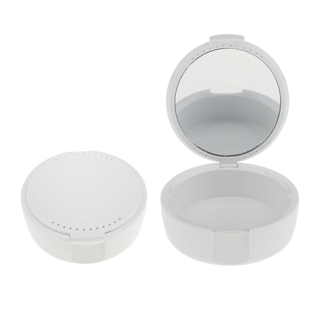 Mouth Guard Case Orthodontic Retainer Box Denture Storage Container White x2