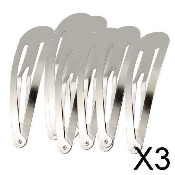 3x10pcs Sliver Metal Hairpins Hair Clips Snap Barrette Water Drop Design 9cm