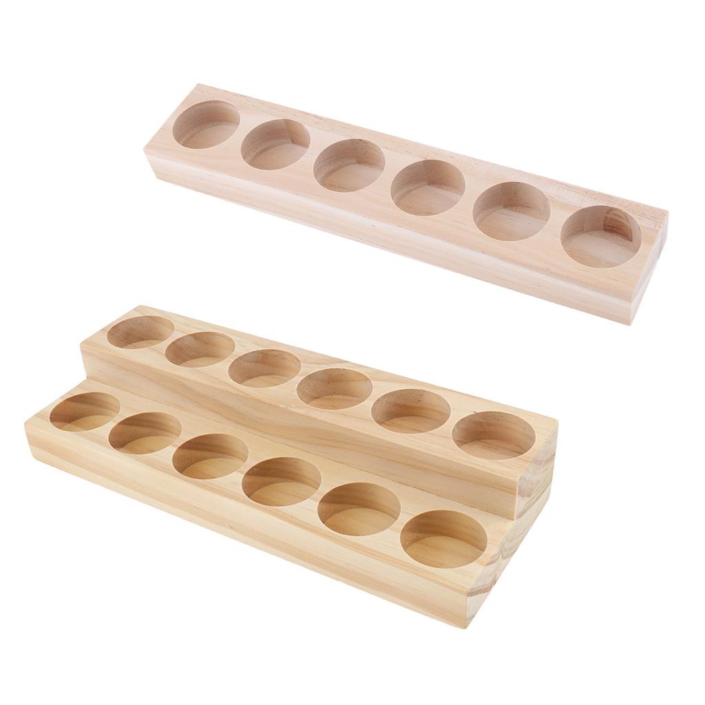 2 Pieces Wood Essential Oils Perfume Display Storage Organizer Holder Stand