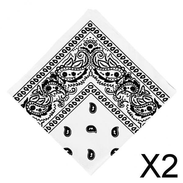 2xUnisex Cotton Paisley Bandana Cowboy Head Scarf Head Wrap  White