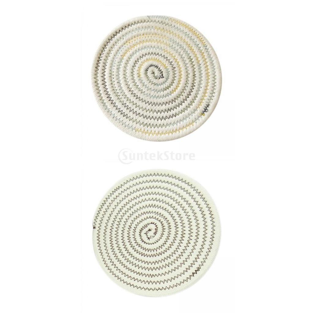 2x 7in Braided Cotton Place Mat Heat Resistant Drink Coaster Insulation Pad
