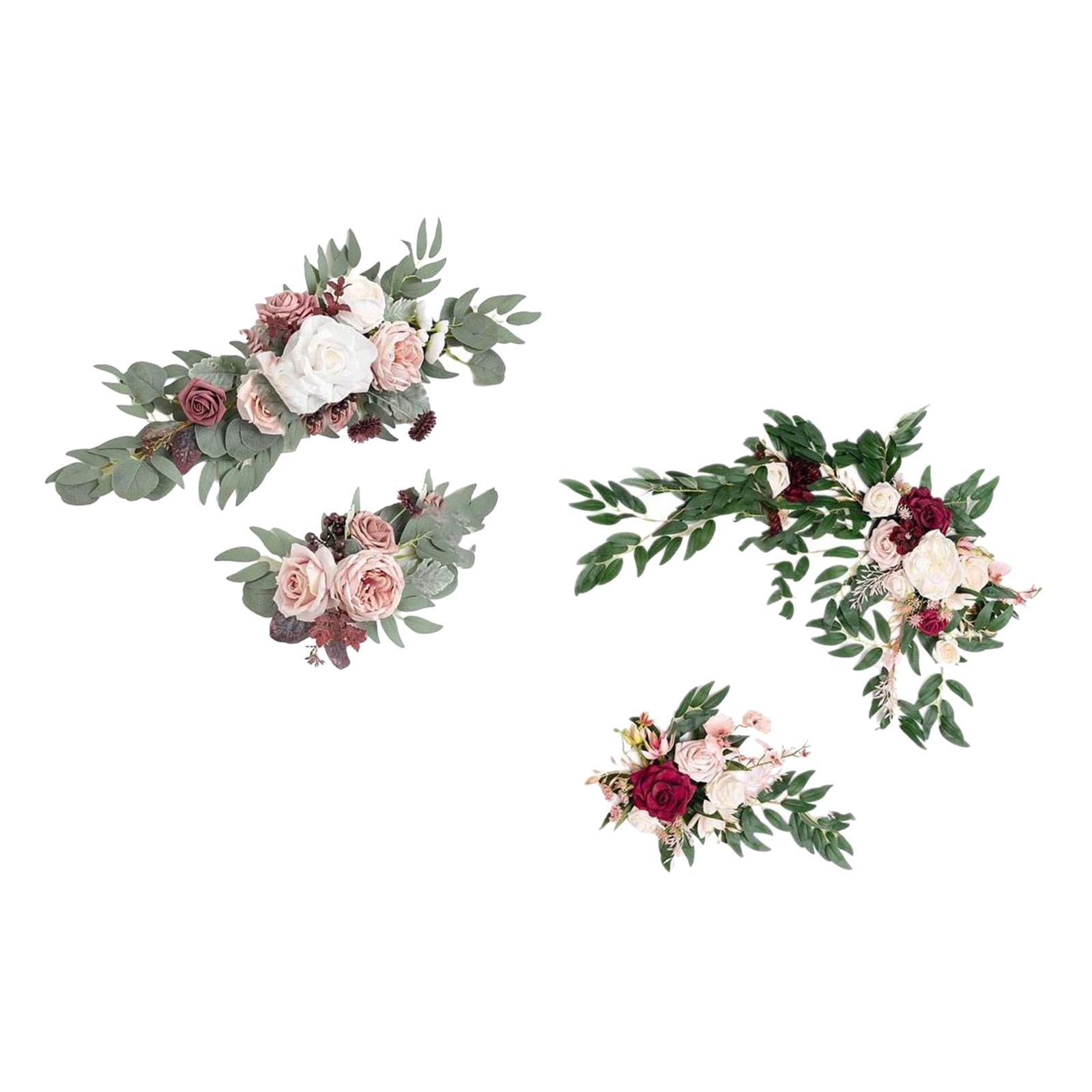 Artificial Flower Swag Green Leaves for Backdrop Red Pink White Purple