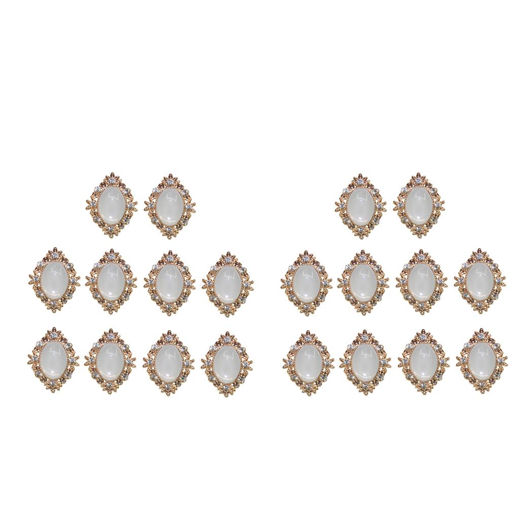 20pcs Rhinestone Flat Back Beads Button Scrapbook Embellishment Cream