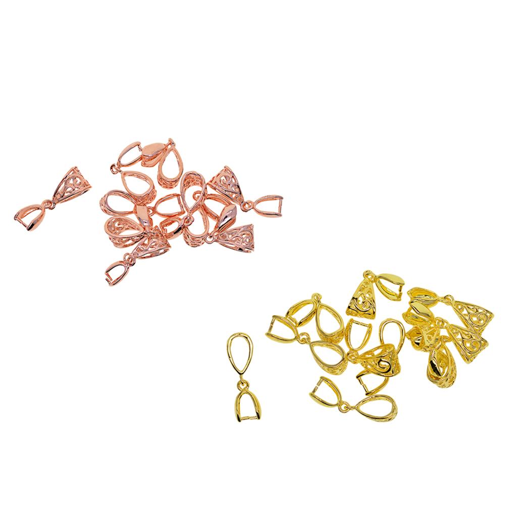20pcs Pendant Pinch Bails Connector DIY Jewelry Rose Gold & Golden