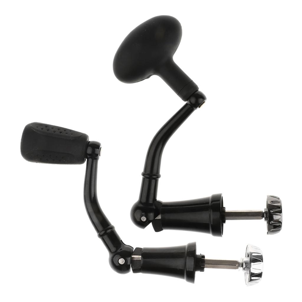 2pcs Fishing Spinner Reel Handle with Knob Folding Handle Rocker Arm Black