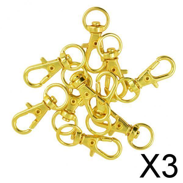 3x10Pcs Swivel Trigger Snap Hooks Keychain Key Ring Gold