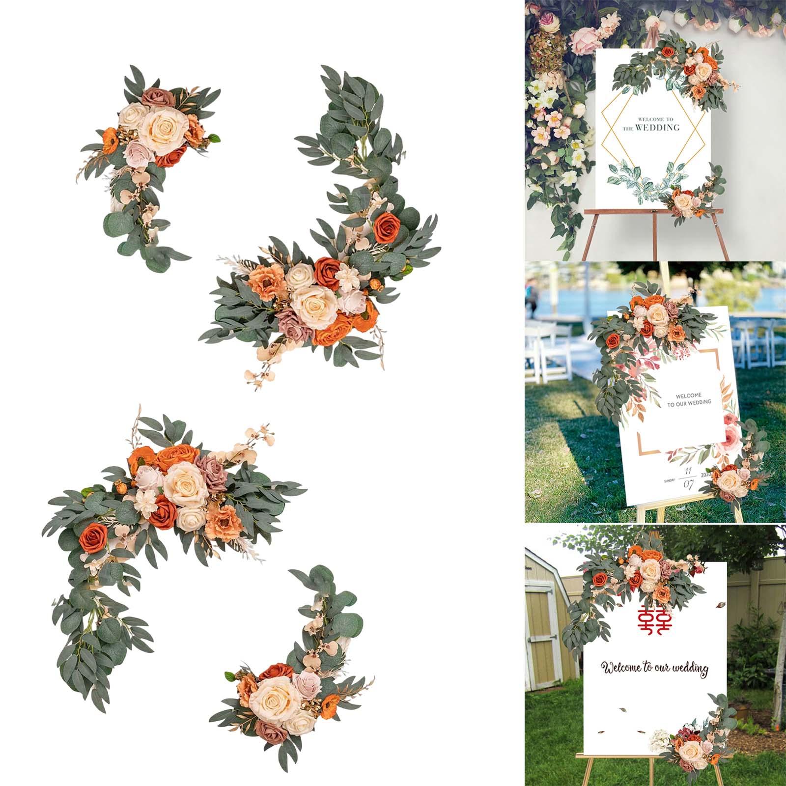 Flower Swag Green Leaves Hanging for Party  2 Orange Pink