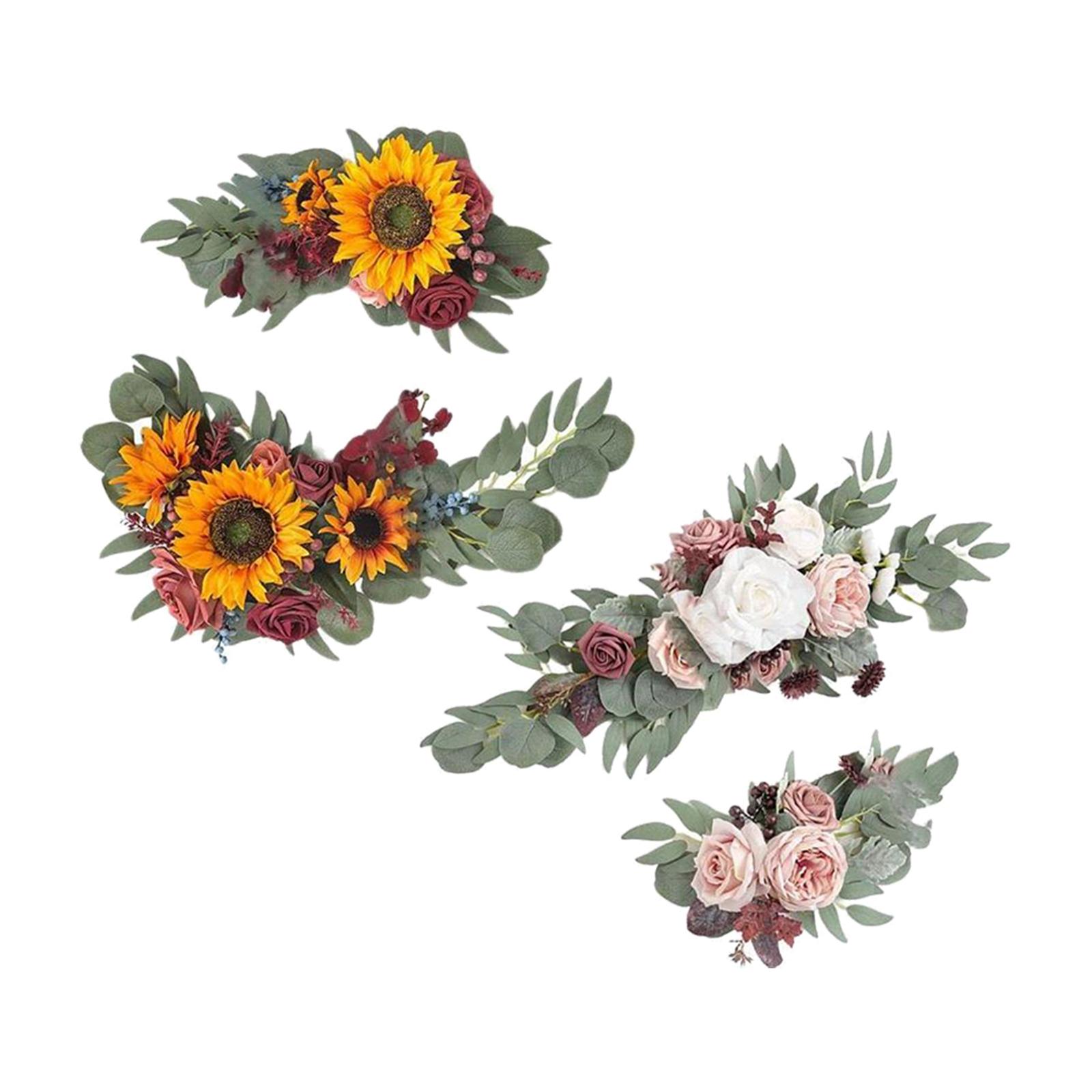 Artificial Flower Swag Green Leaves for Backdrop  White Purple Yellow Red