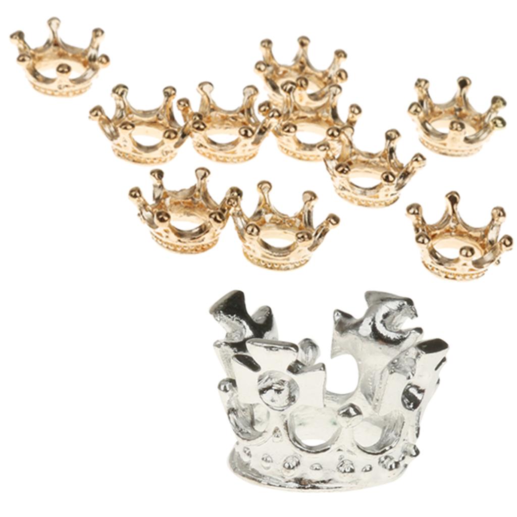 20x Silver Gold Plated Crown Shape Charms Loose Beads Jewelry Making Finding