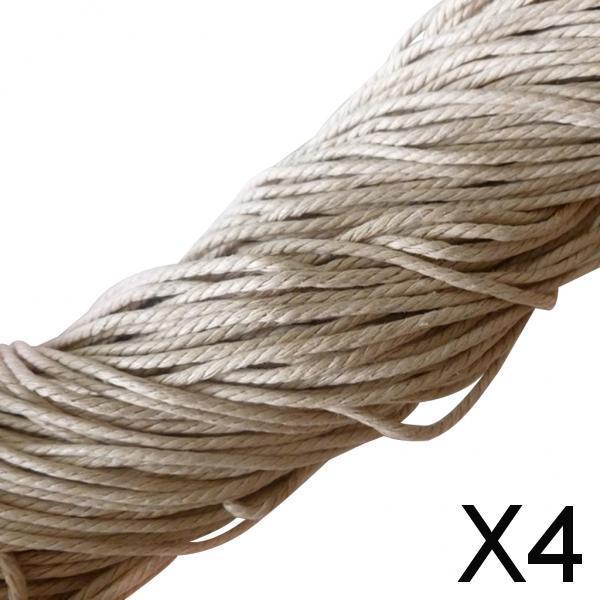 4x10M Natural White Waxed Cotton Rope String Jewelry Bracelet Making 2mm