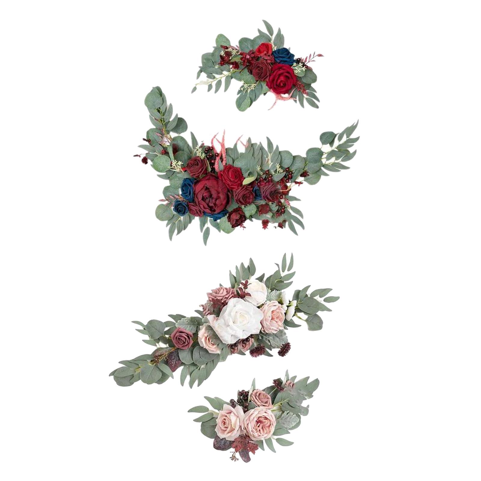 Artificial Flower Swag Green Leaves for Backdrop Red White Purple