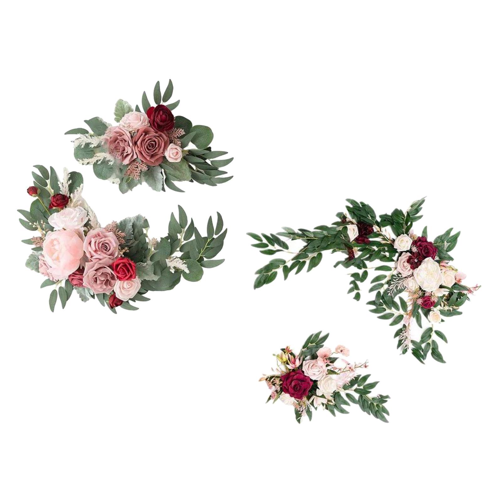 Artificial Flower Swag Green Leaves for Backdrop  Red Pink Wine Pink