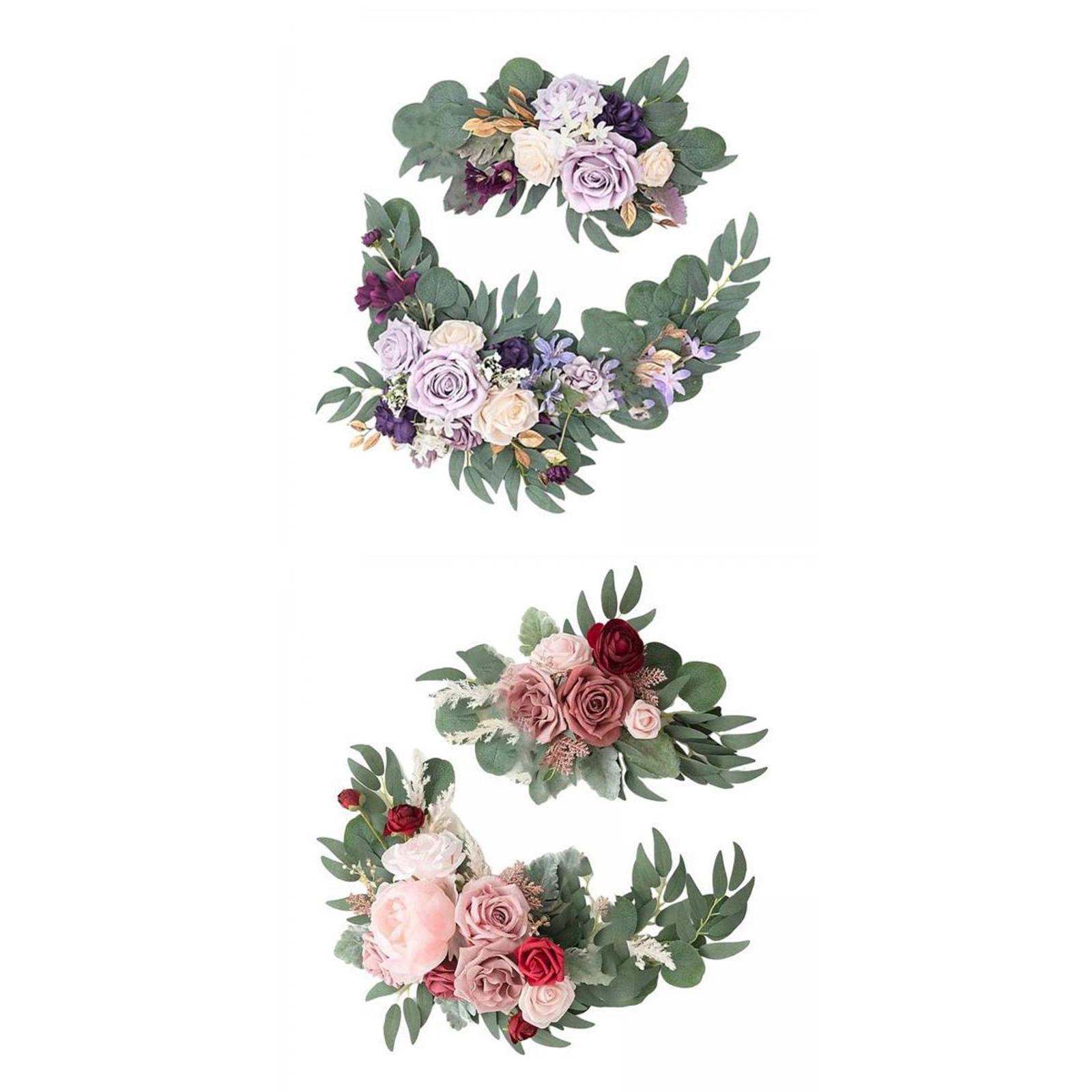 Artificial Flower Swag Green Leaves for Wedding  Purple Beige Pink Red