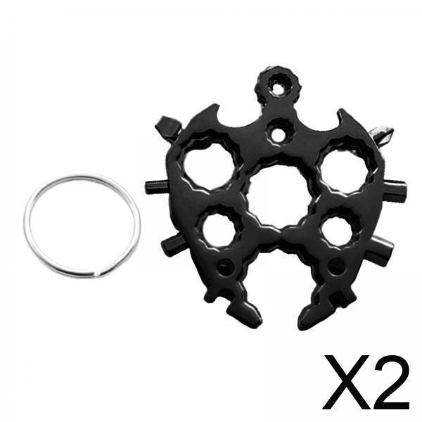 2x20 In 1 Multi Tool Portable Snowflake Key Chain Screwdriver Black