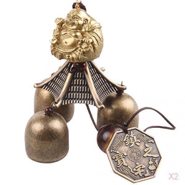 Chinese Buddha Coin Metal Bell Lucky Feng Shui Hanging Charm Wind Chime