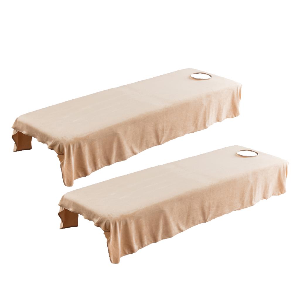 2pcs Soft Crystal Velvet Massage Bed Sheet Cover with Hole 31x75inch Camel