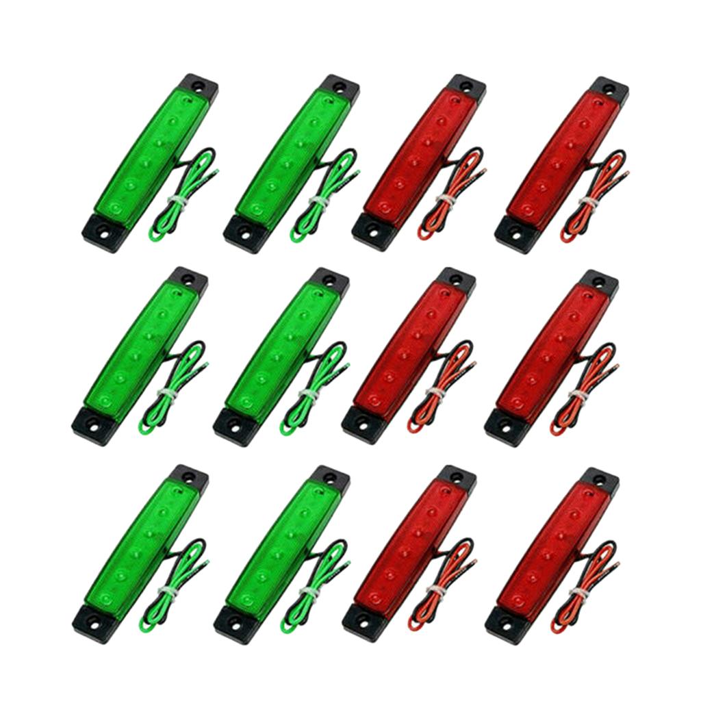 12Pcs Red Green Boat Navigation LED Stern Lights Marine Starboard Light 12V