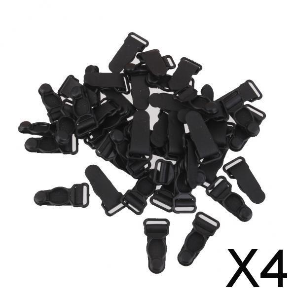 4x50pcs Womens Plastic Garter Belt Clips Hooks Grips Black