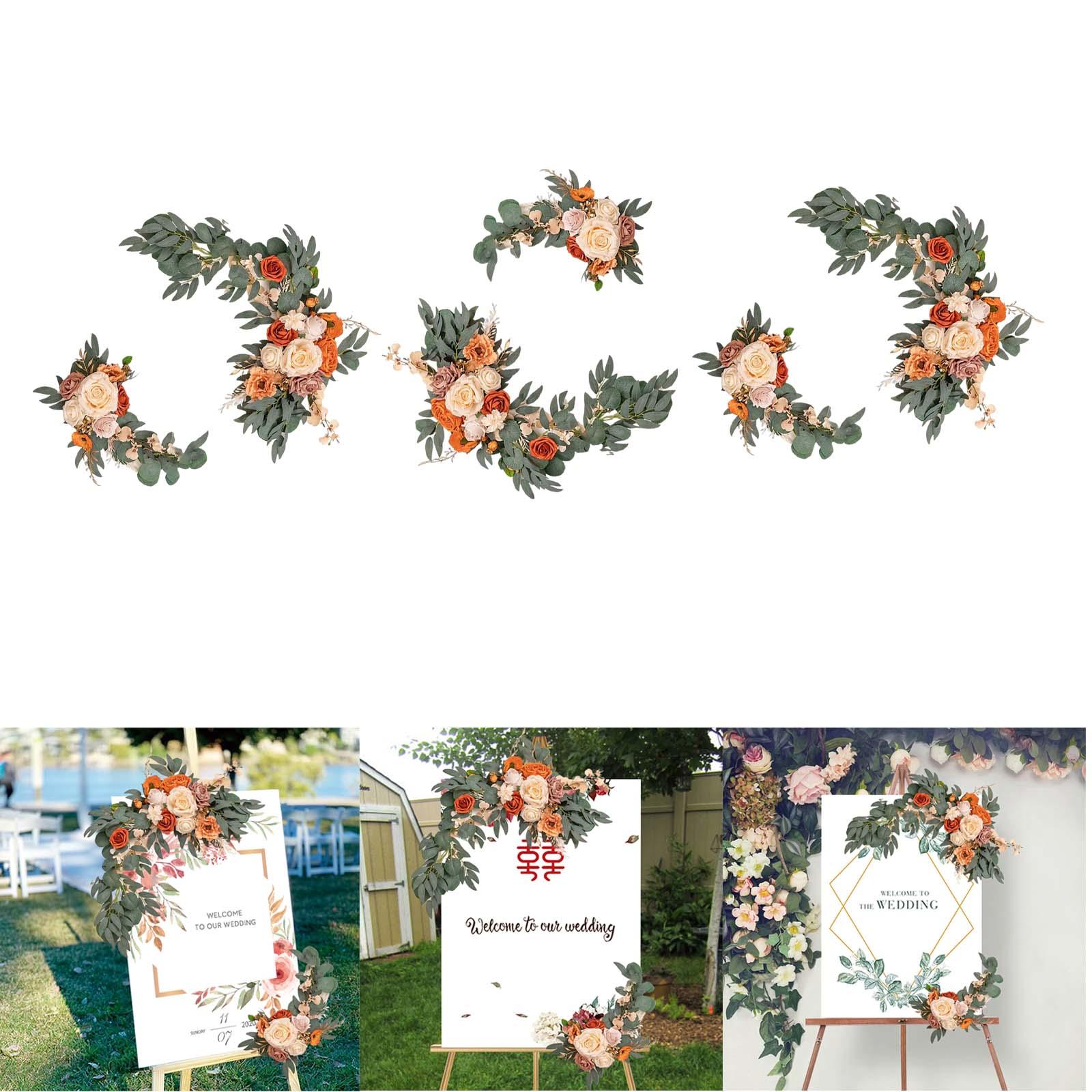 Flower Swag Green Leaves Hanging for Party  3 Orange Pink