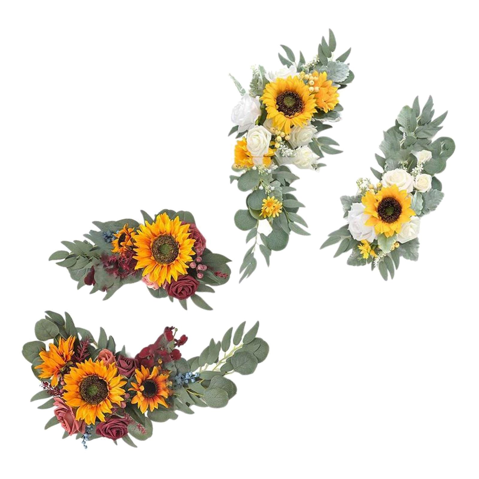 Artificial Flower Swag Green Leaves for Backdrop  Yellow Yellow Red