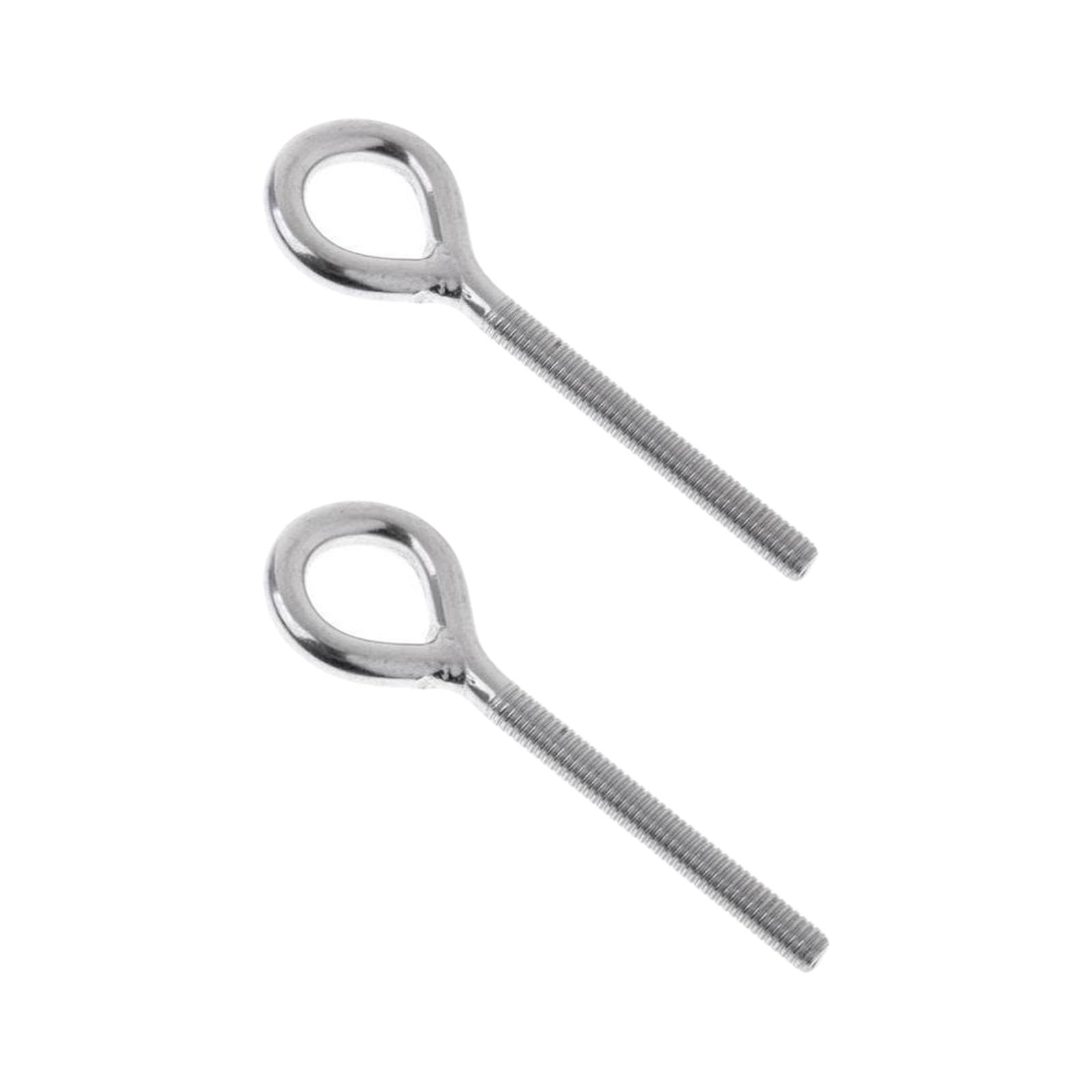 2x Stainless Steel Eye Long Long Thread Welded Eye Hardware