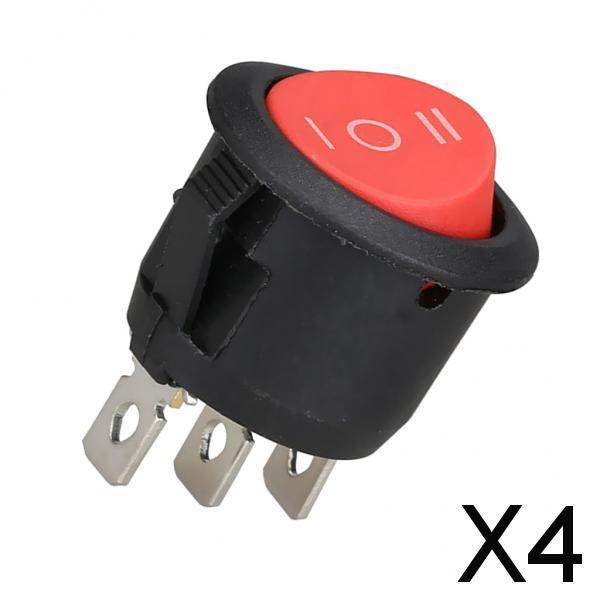 4xRound Rocker Switch Third Gear Three Foot Pin Switch Position Twist  Red