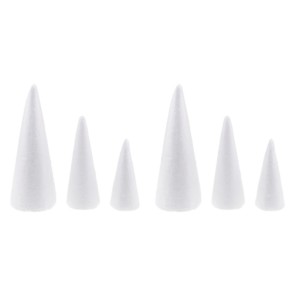 6Pcs Cone Shaped Styrofoam Foam Ornaments for Handmade DIY Modelling Crafts