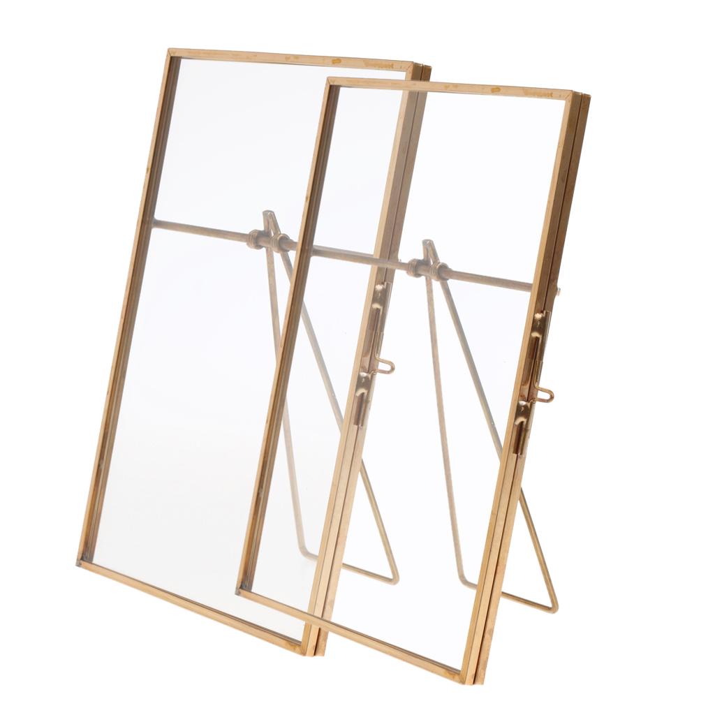 2xMetal & Glass Freestanding Photo Picture Frame Portrait Holder 10x 15 cm