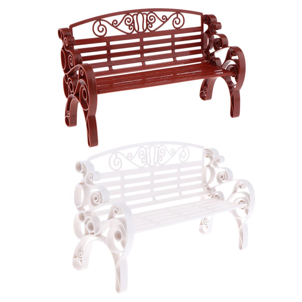 1:6 Scale Dollhouse Miniature Furniture Garden Patio Park Bench White+Brown