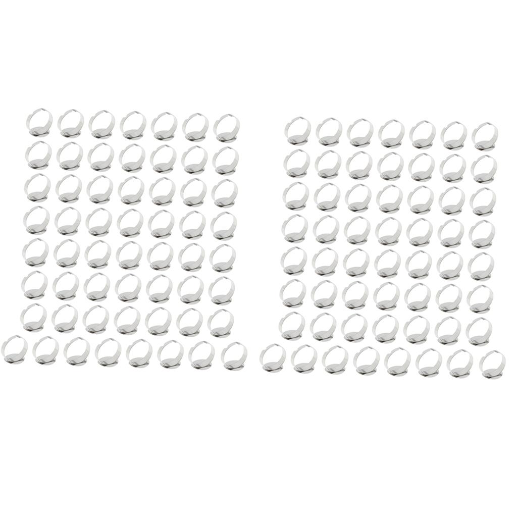 100pcs Adjustable Silver Plated Ring Base Setting Blanks Bezel Base 1.5cm