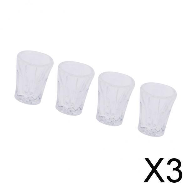 3x1/12 Dollhouse Miniature Kitchen Tableware Accessories Water Glasses 4pcs