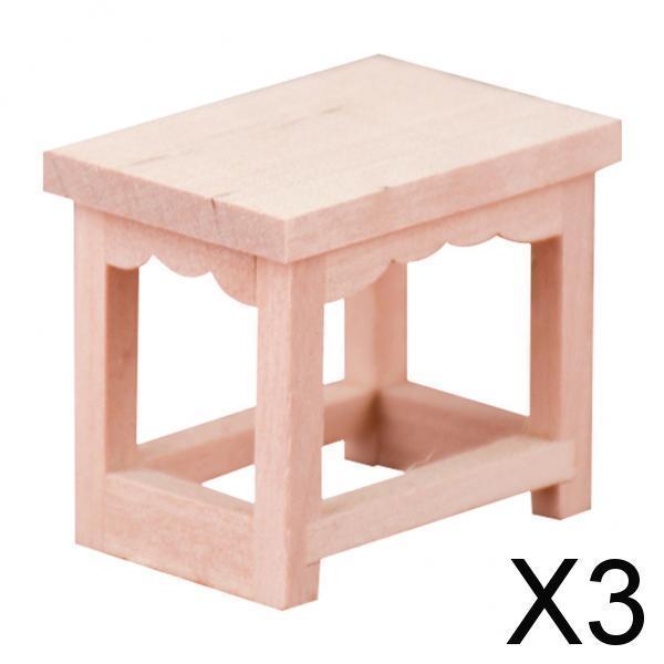 3x1:12 Scale Wooden Stool Dollhouse Miniatures Furniture Shelf Rack Wood